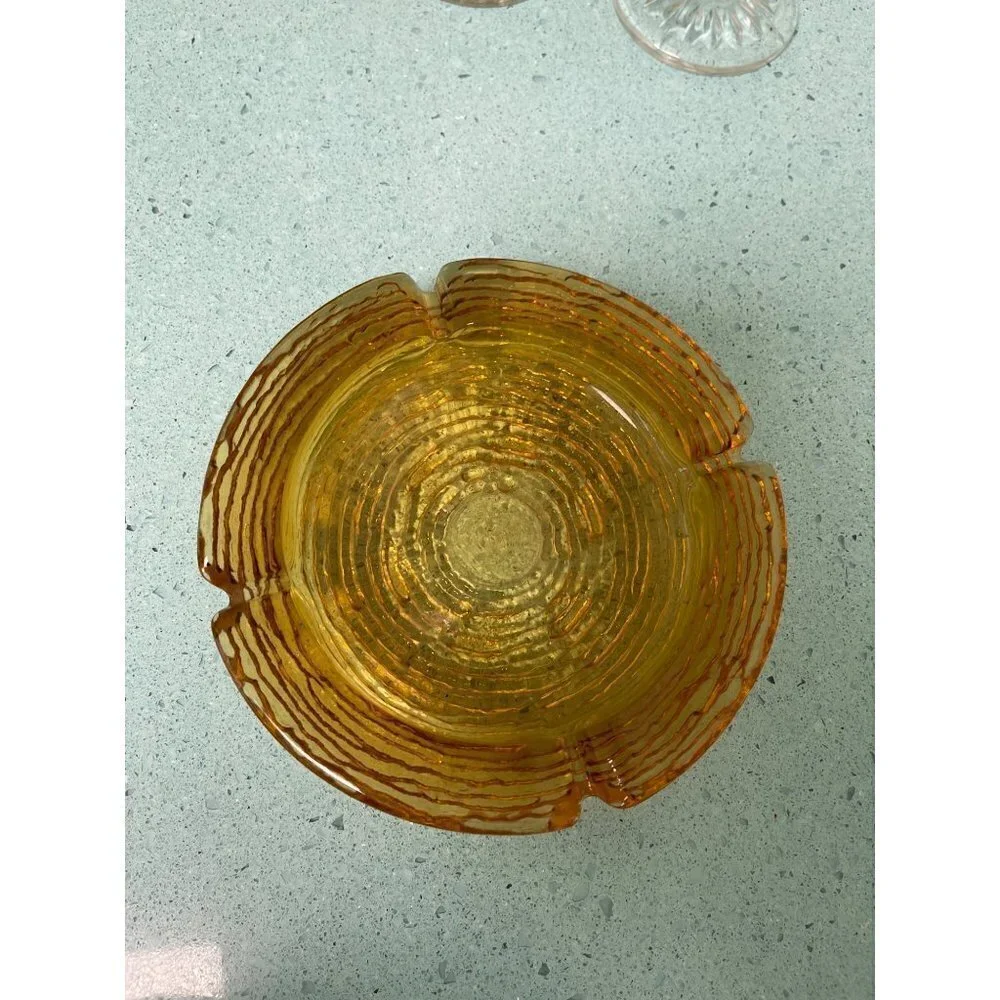 Anchor Hocking Vintage MCM Amber Ashtray Ridged One Size Soreno Clear